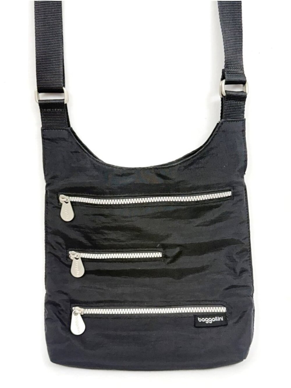 Baggalini Black Crossbody Bag With Multiple Compartments Adjustable Strap